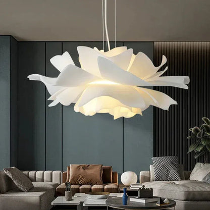 Eclairage suspension Suspension fleur blanche design moderne