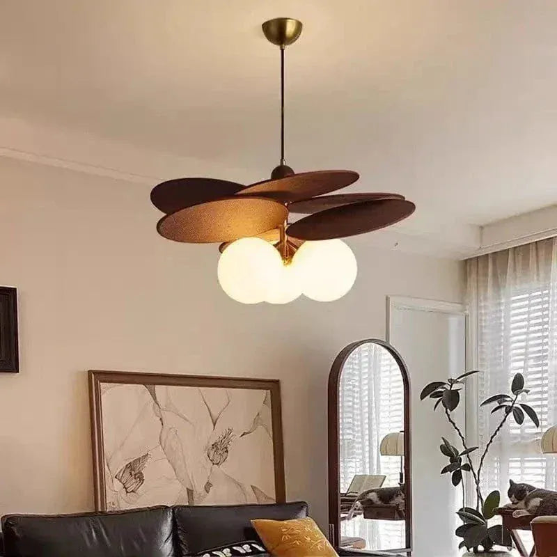 Eclairage suspension Suspension fleur en bois couleur ébène