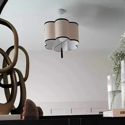 Eclairage suspension Suspension fleur en tissu style japandi