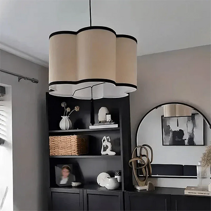 Eclairage suspension Suspension fleur en tissu style japandi