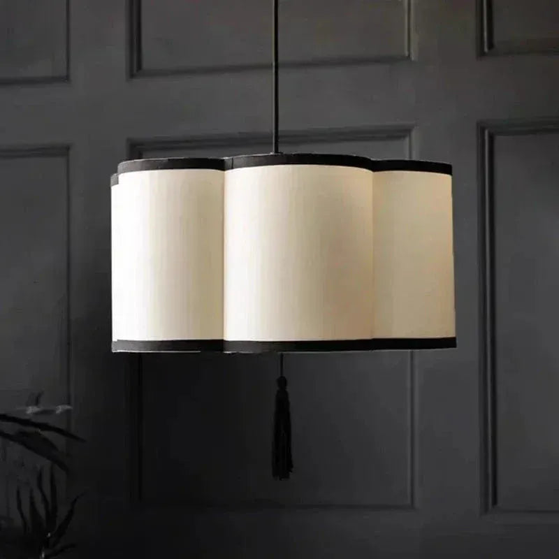Eclairage suspension Suspension fleur en tissu style japandi