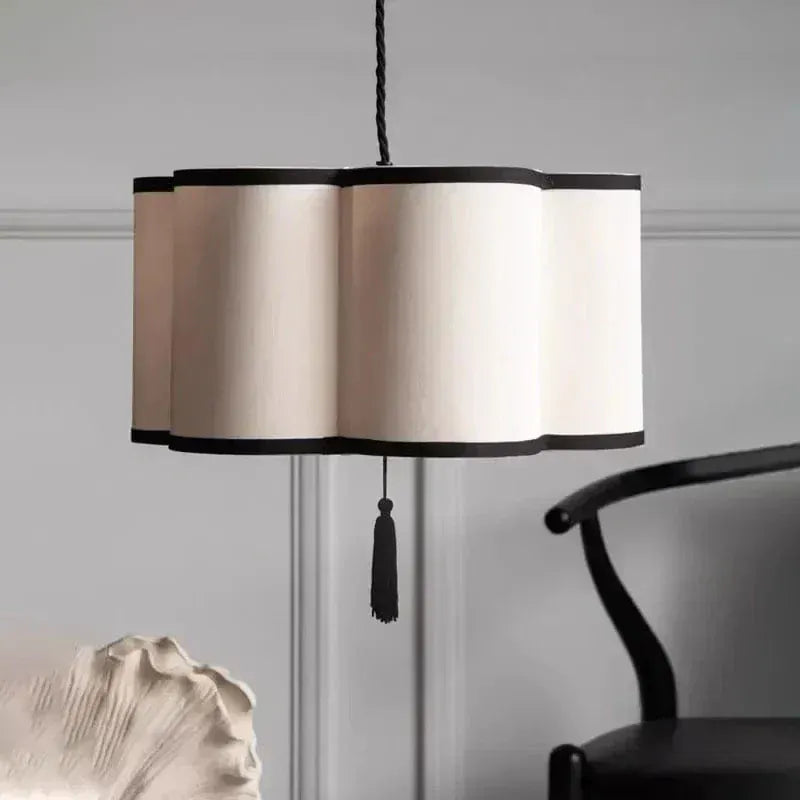 Eclairage suspension Suspension fleur en tissu style japandi