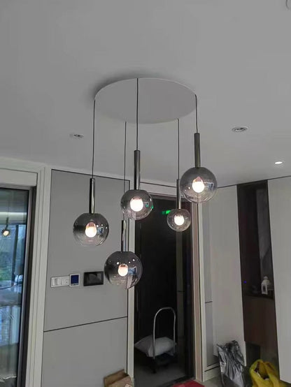 ECLAIRAGE SUSPENSION Suspension haut plafond boule de verre fumé