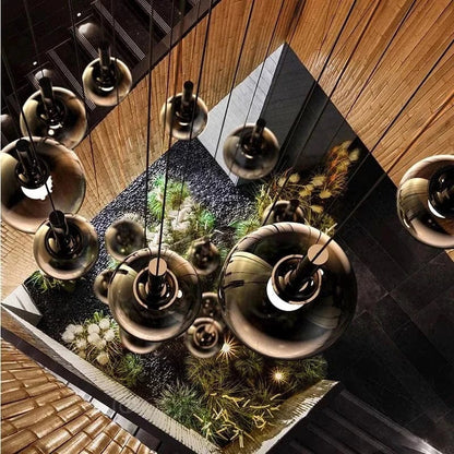 ECLAIRAGE SUSPENSION Suspension haut plafond boule de verre fumé