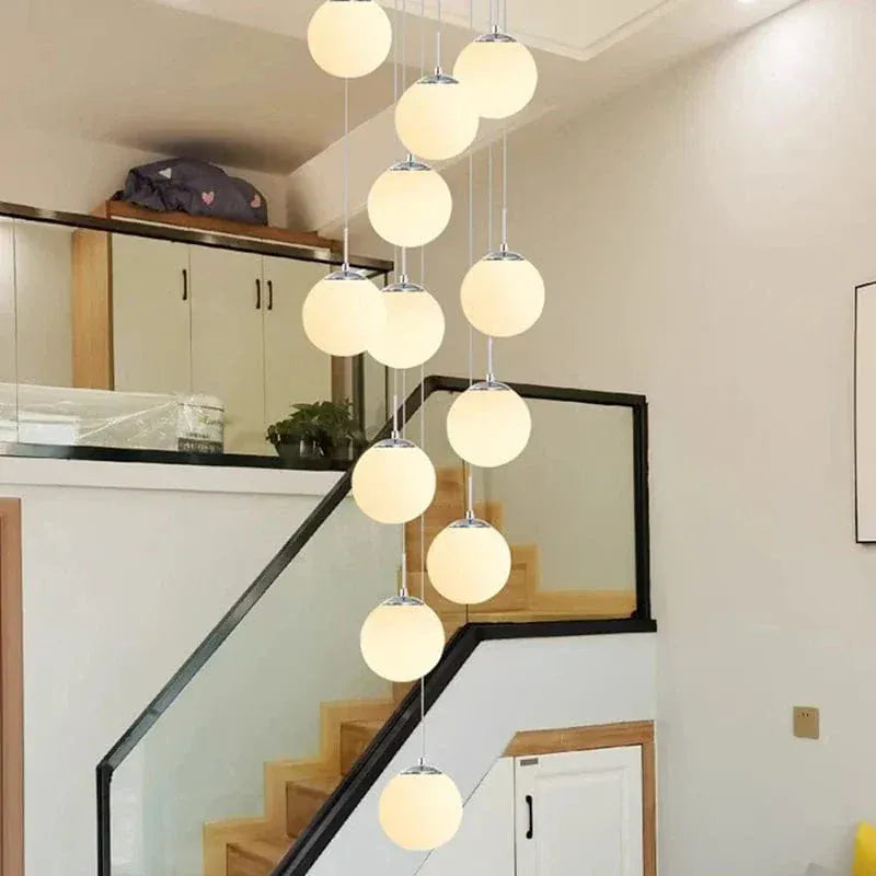 ECLAIRAGE SUSPENSION Suspension haut plafond boule de verre opaline