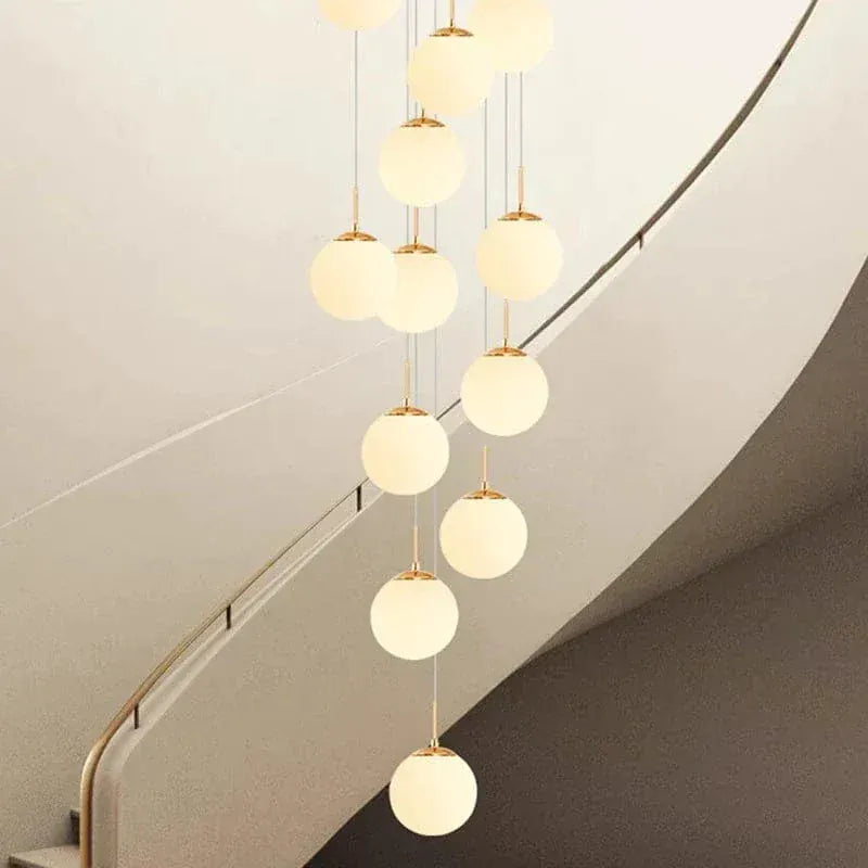 ECLAIRAGE SUSPENSION Suspension haut plafond boule de verre opaline