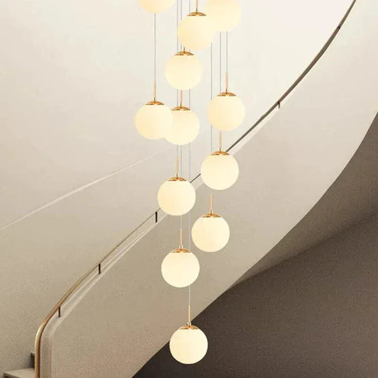 ECLAIRAGE SUSPENSION Suspension haut plafond boule de verre opaline