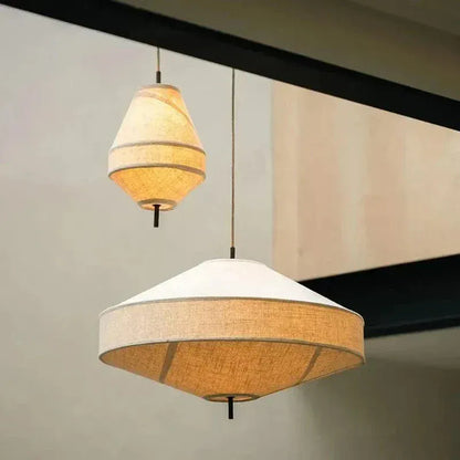 Eclairage suspension Suspension Japonaise en tissu design Wabi-sabi