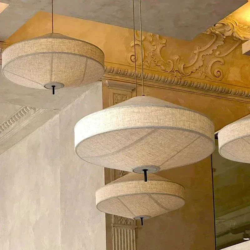 Eclairage suspension Suspension Japonaise en tissu design Wabi-sabi