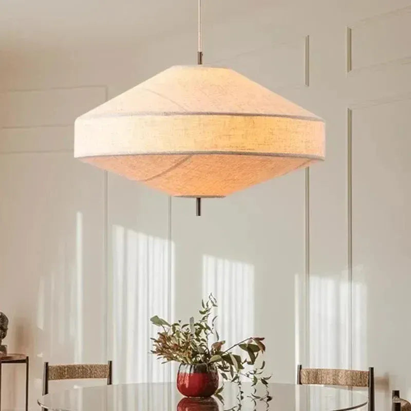 Eclairage suspension Suspension Japonaise en tissu design Wabi-sabi