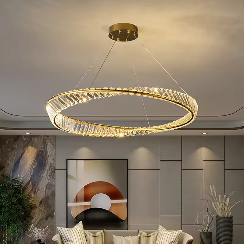 Eclairage suspension Suspension luminaire anneaux cristallin