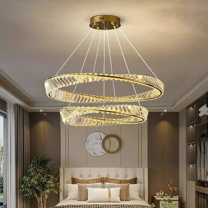 ECLAIRAGE SUSPENSION Suspension luminaire anneaux cristallin