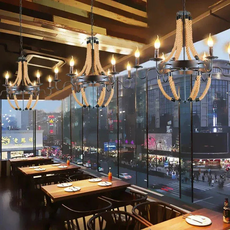 ECLAIRAGE SUSPENSION Suspension luminaire en corde style rustique