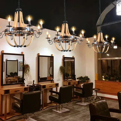 ECLAIRAGE SUSPENSION Suspension luminaire en corde style rustique