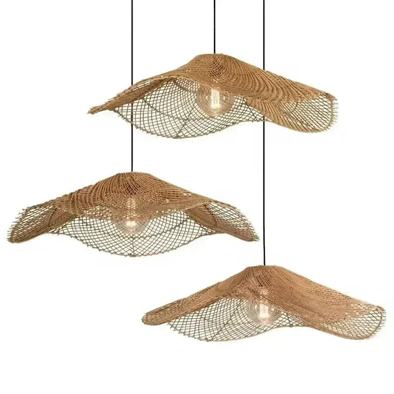Eclairage suspension Suspension paille rotin