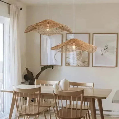 Eclairage suspension Suspension paille rotin