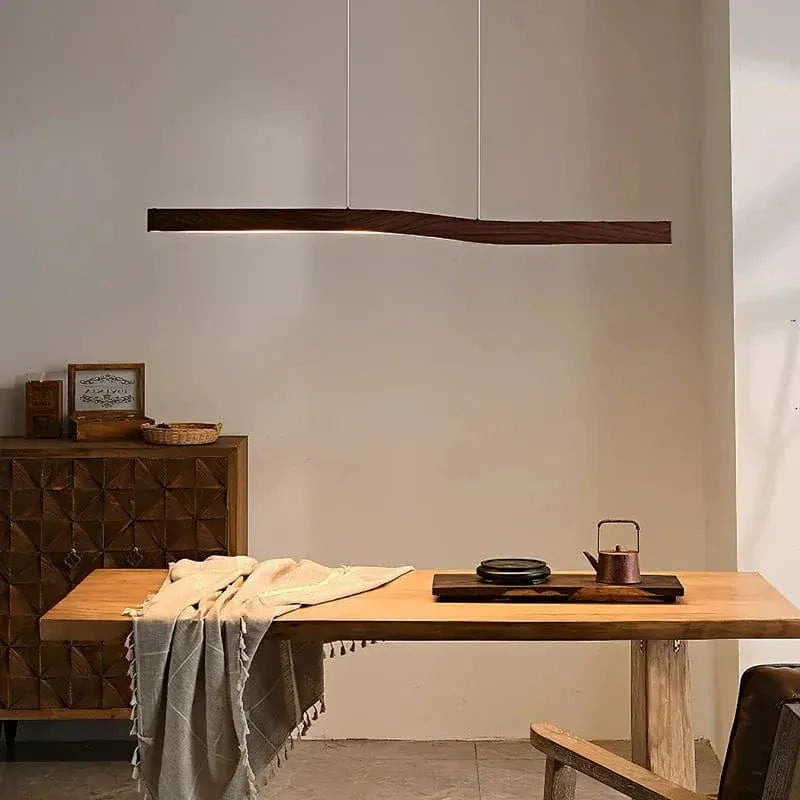 Eclairage suspension Suspension plate barre led bois 120 cm
