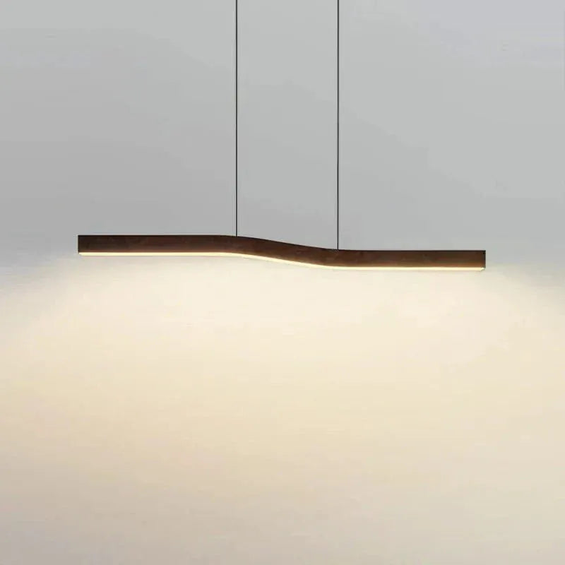 Eclairage suspension Suspension plate barre led bois 120 cm