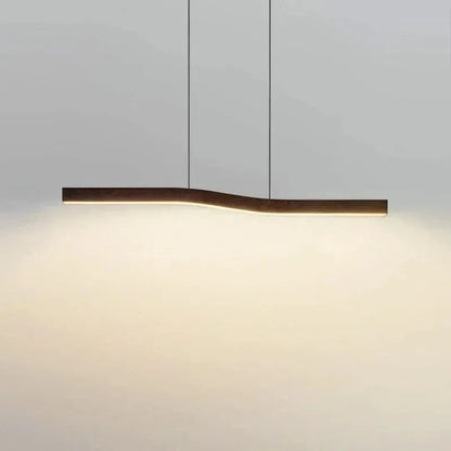 Eclairage suspension Suspension plate barre led bois 120 cm