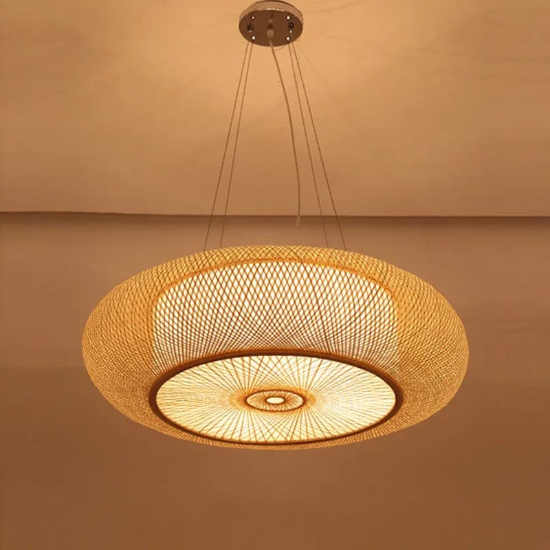 Eclairage suspension Suspension ronde en bambou style Japandi