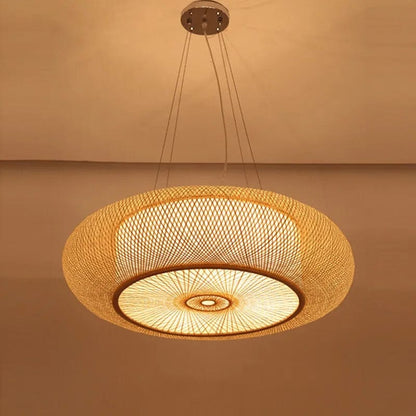Eclairage suspension Suspension ronde en bambou style Japandi
