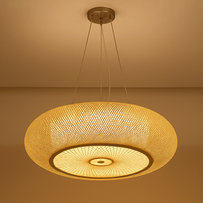 Eclairage suspension Suspension ronde en bambou style Japandi