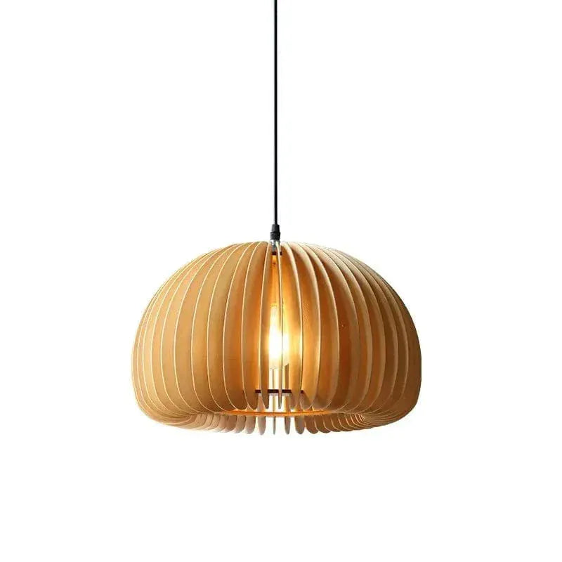 Eclairage suspension Suspension ronde en bois