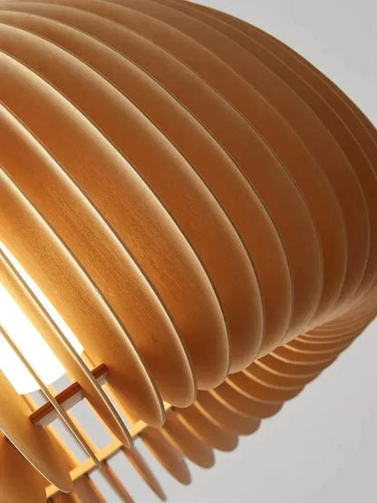 Eclairage suspension Suspension ronde en bois