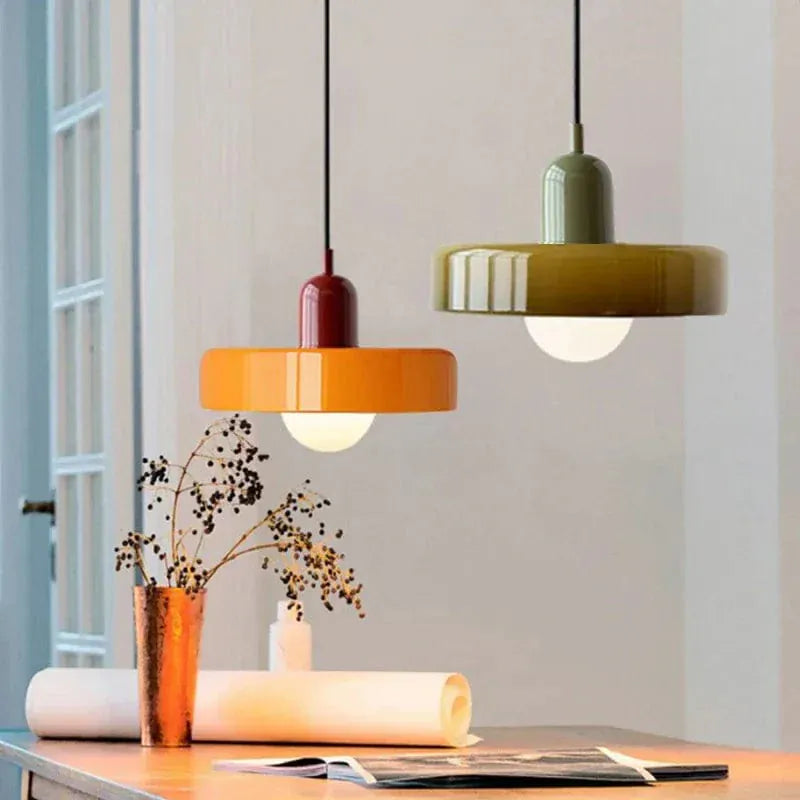 Eclairage suspension Suspension scandinave vintage en verre