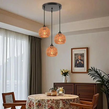 ECLAIRAGE SUSPENSION Suspension triple corde de chanvre à base ronde