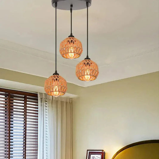 ECLAIRAGE SUSPENSION Suspension triple corde de chanvre à base ronde