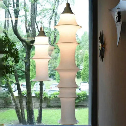 Eclairage suspension Suspension tube en tissu style Japandi