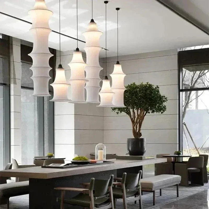 Eclairage suspension Suspension tube en tissu style Japandi