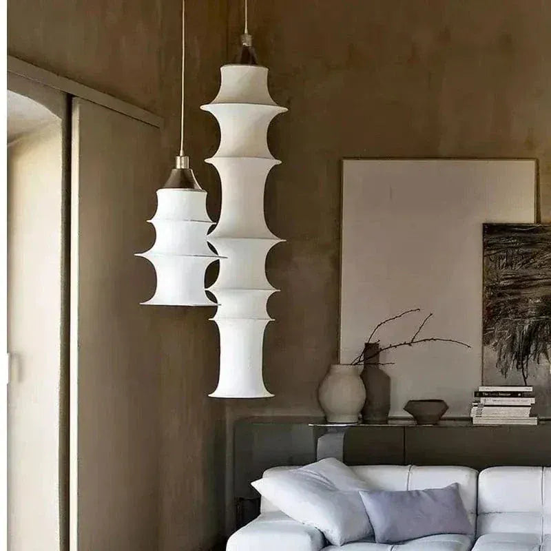 Eclairage suspension Suspension tube en tissu style Japandi