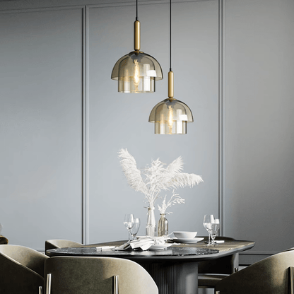 Eclairage suspension Suspension verre fumé gris