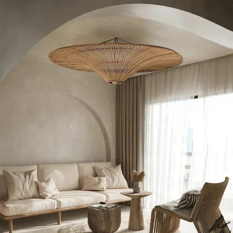 Eclairage suspension Suspension XXL en rotin de style japandi