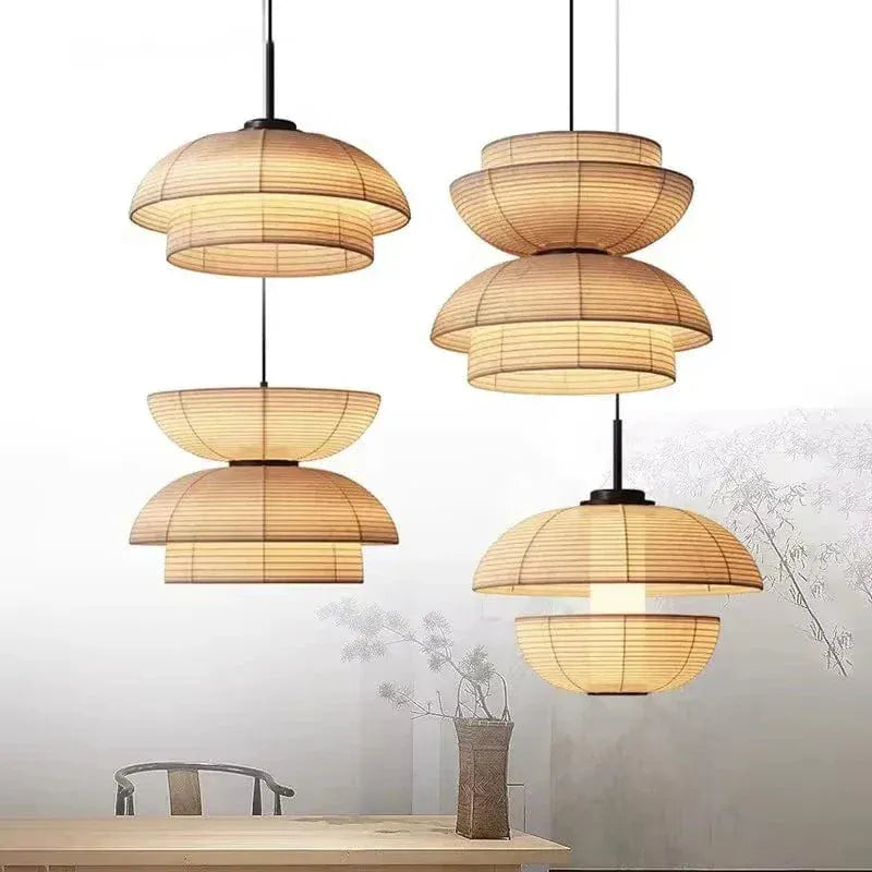 Eclairage suspension Suspensions en papier style Japandi