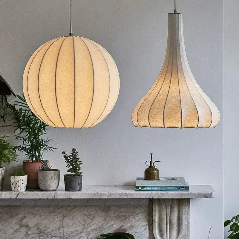 Eclairage suspension Suspensions en soie design créatif style Japandi