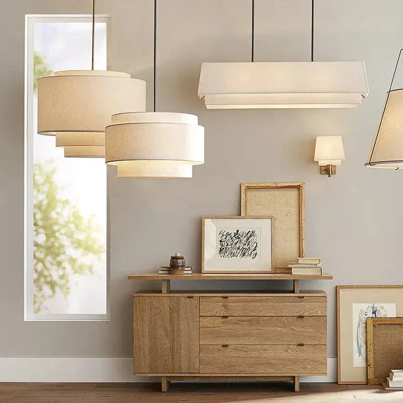 Eclairage suspension Suspensions en tissu design classique