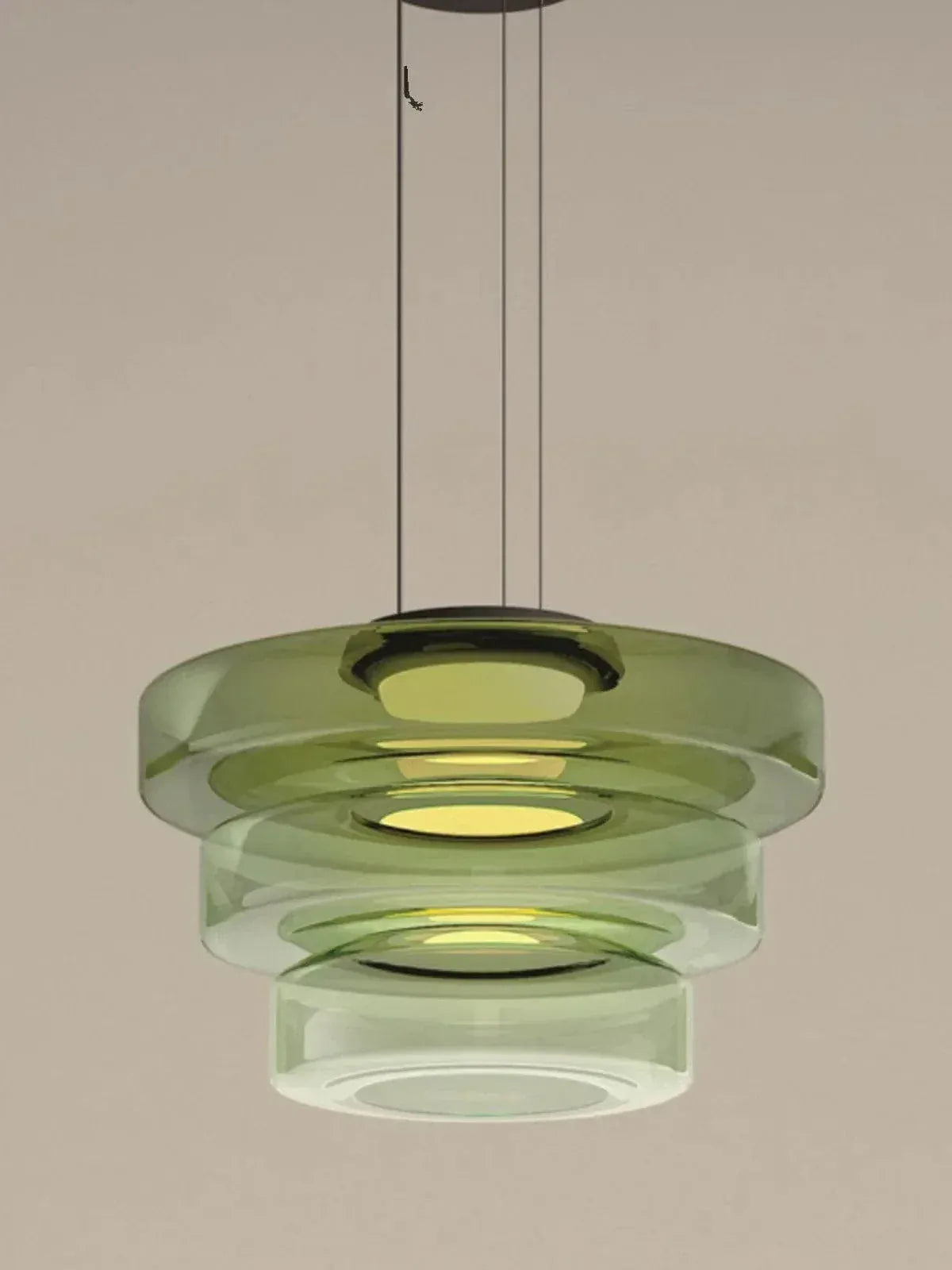 Eclairage suspension Suspension abat-jour en verre VERT 25cm 35cm 45cm / LUMIÈRE CHAUDE