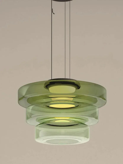 Eclairage suspension Suspension abat-jour en verre VERT 25cm 35cm 45cm / LUMIÈRE CHAUDE