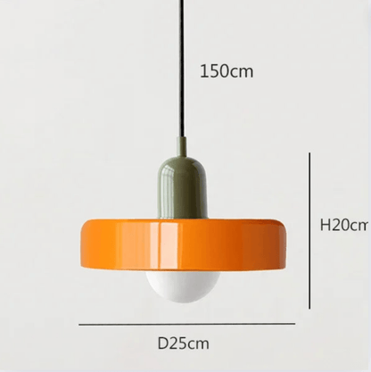 Eclairage suspension Suspension scandinave vintage en verre VERT ET ORANGE