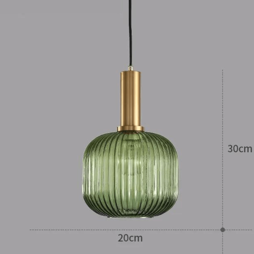 Eclairage suspension Petite suspension en verre ornée de laiton VERT