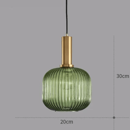 Eclairage suspension Petite suspension en verre ornée de laiton VERT